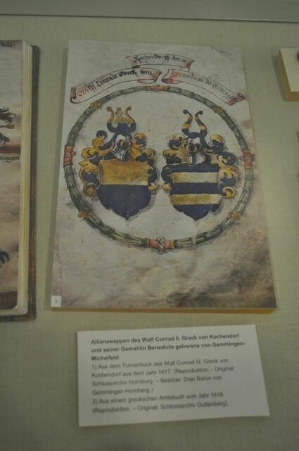 Auch im Turnierbuch. Das Allianzwappen von Wolf Conrad II. und seiner Frau Benedicta von Gemmingen-Michelfeld. | Foto: Daniela Somers