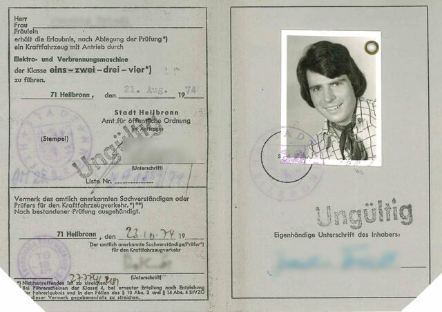 Schon längst ungültig ist der Führerschein von Lokalredakteur Joachim Friedl. Doch das smarte Foto bleibt. | Foto: privat
