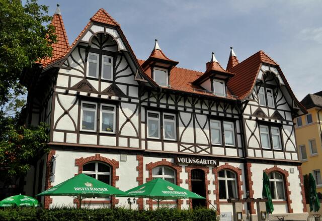 Der Volksgarten von 1898 mit Sichtfachwerk im Landhauscharakter. | Foto: Daniela Somers