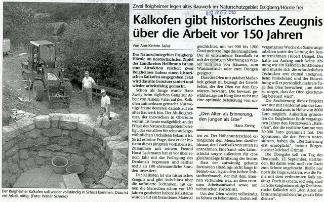 Zeitungsartikel zum Kalkofenbau | Foto: Martin Feucht