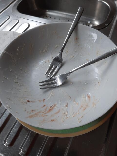 Tiramisu ---- war das mal!
Vorher: himmlisch" Nachher: leer! Schade"" | Foto: ECH - Helmut Epp