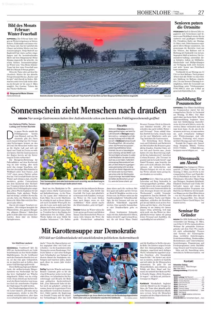 Am 07. März erscheint das Bild des Monats Februar in der Hohenloher Zeitung. | Foto: HSt, Panja Rudroff