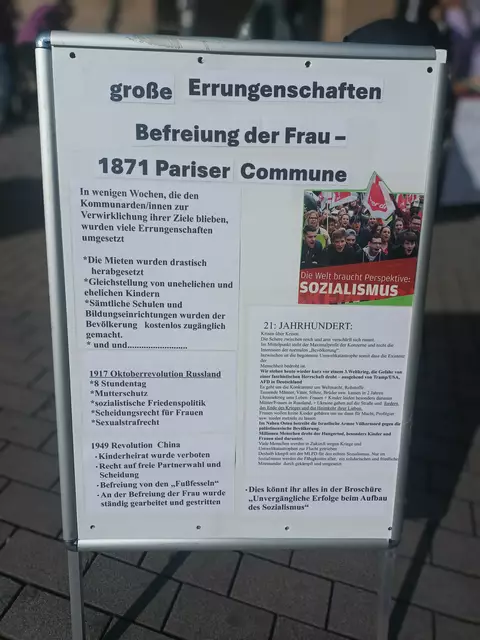 Die MLPD ging in ihrem Beitrag auf die Errungenschaften im Kampf für die Befreiung der Frau im Sozialismus ein.  | Foto: MLPD