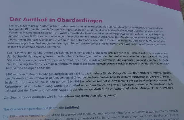 Mit Hilfe von Tafeln im Ort kann man auch alleine auf Entdeckungstour gehen. Hier die Geschichte des Amthofs. | Foto: Daniela Somers