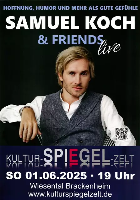 Samuel Koch ist am 1. Juni 2025 zu Gast im Kulturspiegelzelt Brackenheim. Die Stadt Brackenheim hat ihn eingeladen und freut sich auf viele Besucher! | Foto: Stadt Brackenheim