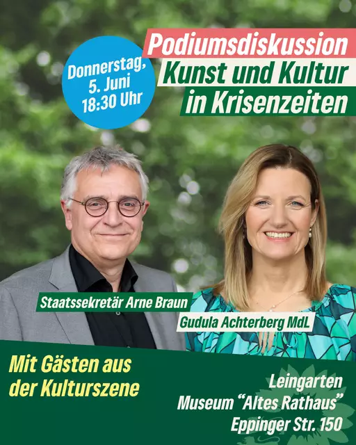 Arne Braun, Staatssekretär für Kunst und Kultur, ist einer von Gudula Achterbergs Podiumsgästen in Leingarten. | Foto: Pressefoto Arne Braun, MWK BW, Lena Lux.