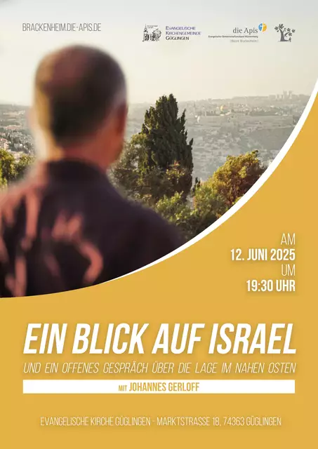 Der Israel-Abend mit Johannes Gerloff findet am Donnerstag, 12. Juni 2025 um 19.30 Uhr statt, wie geplant in der Ev. Kirche Güglingen statt. | Foto: Ruben Wallmeroth