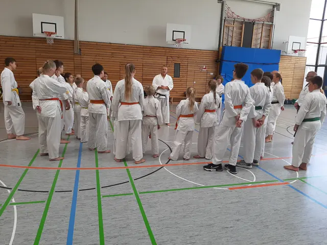 Klaus Hertnagel erklärt den Schülern die Gekisai-Katas und ihre Anwendung | Foto: Karateverein Eppingen