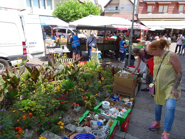 Im Hintergrund der Traktoranhänger mit den Gebrauchtwaren.  | Foto: Klaus Ries-Müller