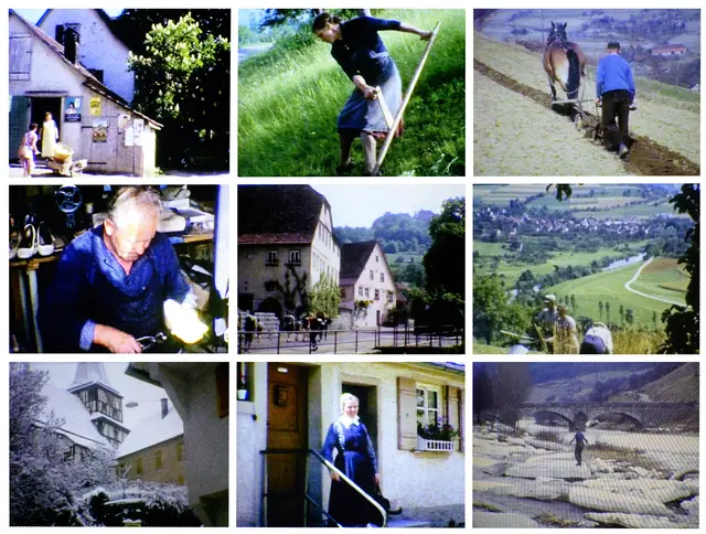 9 Schnappschüsse aus dem Film von 1963, als Kocherstetten noch eine eigenständige Ortschaft war.  | Foto: Eigene Aufnahme