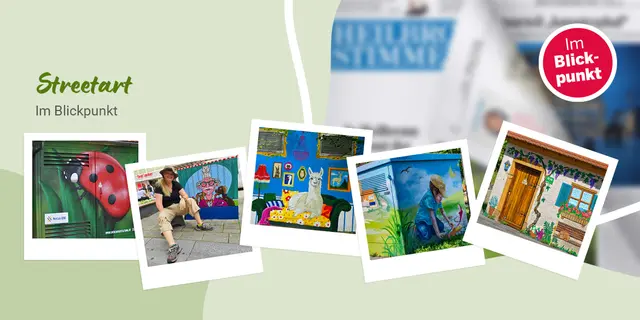 Welch tolle Streetart in den Straßen der Region zu sehen ist, das beweist die Blickpunkt-Seite in der Zeitung.  | Foto: HSt-Grafik, Daniela Somers, Heidrun Rosenberger (2), Erwin Weigend, Wolfgang Kynast