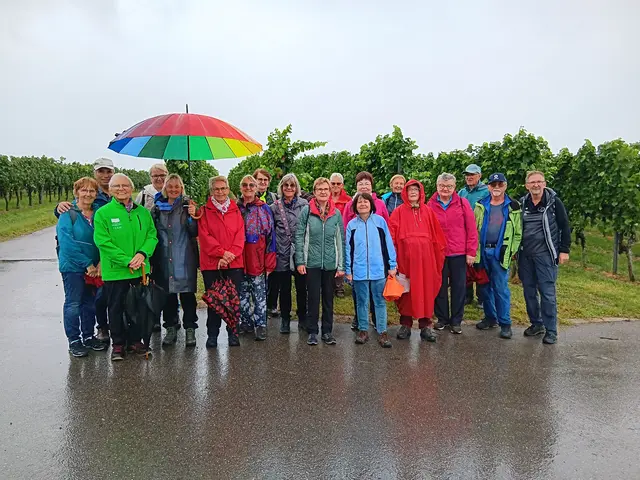 Bei Regen marschierten die Seniorinnen und Senioren des Schwäbischen Albvereins, Ortsgruppe Untersteinbach in Michelbach/Wald los. Später riss der Himmel auf und es wurde noch eine gelungene Seniorenwanderung. | Foto: Schwäbischer Albverein, Ortsgruppe Untersteinbach / Dietmar Binder