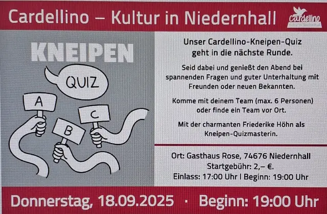 Unser Cardellino Kneipen-Quiz geht in die nächste Runde | Foto: Cardellino - Kultur in Niedernhall e.V.