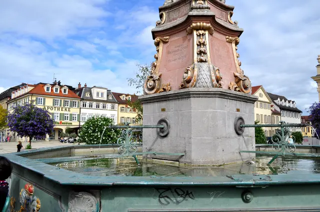 Blick über den Brunnentrog zum Marktplatz. | Foto: Daniela Somers