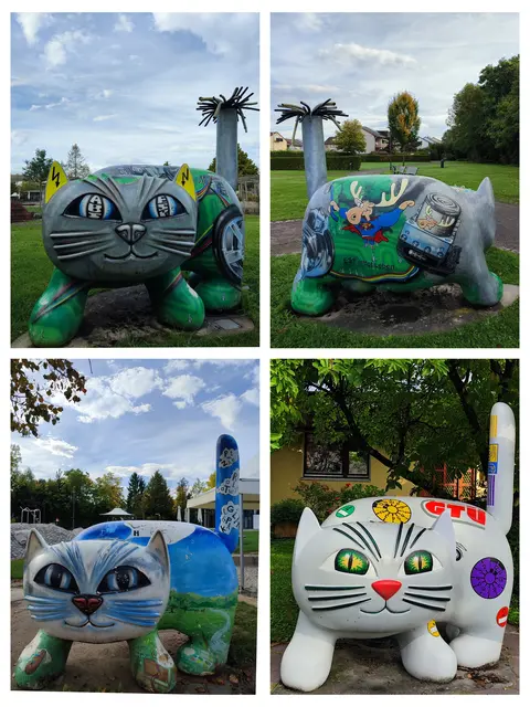 Die Katzenskulpturen werden in Abstatt "Rällinge" genannt. Ein Utzname für die Abstätter. | Foto: Aurelia Kling