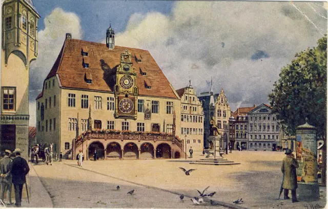 Der Heilbronner Marktplatz und das Rathaus. Auf dem Stempel ist zu lesen: Deutscher Weinbau-Kongreß 6.-10.09.1924 | Foto: Martin Bauer, Foto: Edmund v. Königs Kunstverlag, Heidelberg