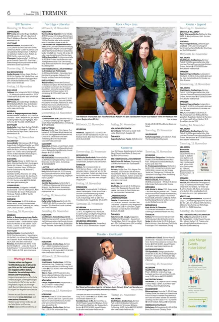 Beispiel für eine Terminseite in der Heilbronner Stimme.  | Foto: HSt