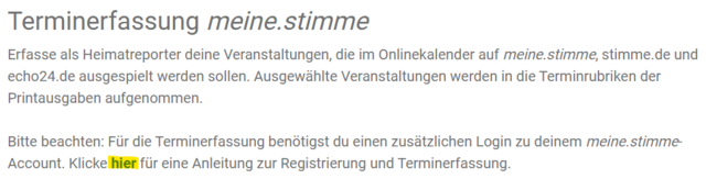 Hier findet ihr eine Anleitung zum Erstellen von Veranstaltungen.  | Foto: meine.stimme