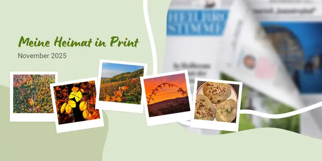 Die November-Seite von Meine Heimat zeigt eine Auswahl der Fotos zum Fotogewinnspiel "Herbstglühen" und macht Lust auf Rahmfladen.  | Foto: HSt-Grafik, Laura Hannemann, Konrad Schomerus, Heinrich Brehm, Reiner Bäuerle, Susanne Reinhardt