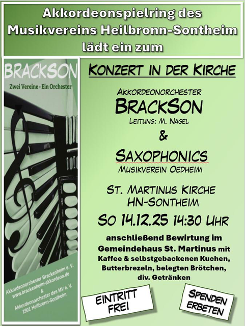 Plakat zum Kirchenkonzert | Foto: Akkordeonorchester des Musikvereins 1901 Heilbronn-Sontheim