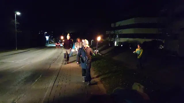 Der Laternen- und Fackelzug in der Öhringer Straße in Kupferzell.  | Foto: Christina Hansel