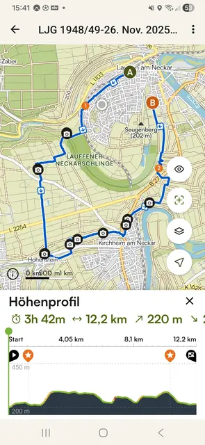 Die Wanderung in der Übersicht / letzte Strecke fehlt B-A | Foto: E. Rosendorf