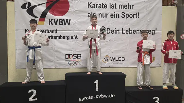 Luka Colakovic auf dem Treppchen (2.Platz im Kumite) | Foto: Karateverein Eppingen