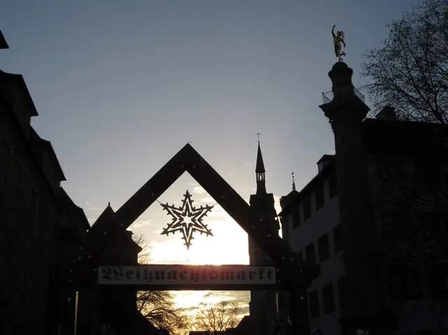 Kaum auf dem Weihnachtsmarkt angekommen, beginnt die Dämmerung und Sonnenuntergang | Foto: WandernGabyErich