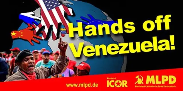 In einem internationalen Aufruf wies die Weltorganisation ICOR am 31.12.25 auf die drohende Invasion der USA in Venezuela hin. Sie ruft weltweit zur internationalen Solidarität mit den Völkern Lateinamerikas auf. | Foto: MLPD