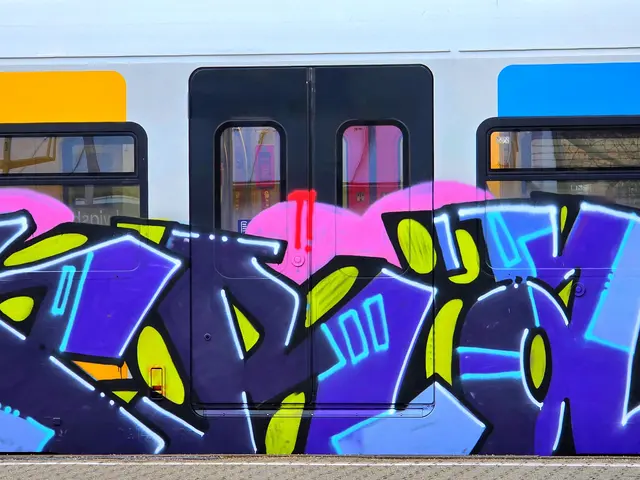 Die geschlossene ZUGTÜR wurde zur Hälfte mit Graffiti gesprayt. | Foto: Heidrun Rosenberger