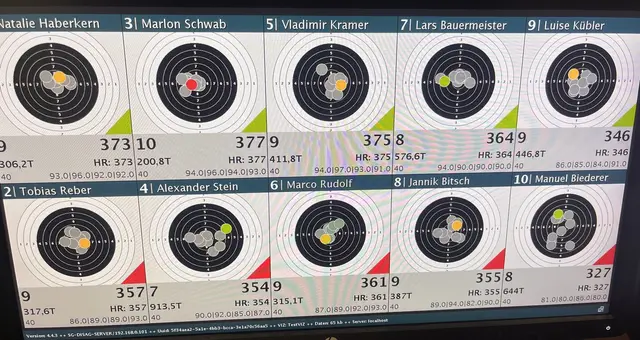 Wettkampfergebnis der ersten Luftgewehrmannschaft. Oben Neckarsulm. | Foto: Schützengilde Neckarsulm e.V.