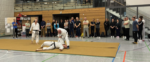 Steffen Kuhn und Jens Haar bei der Vorführung einer Selbstverteidigungstechnik | Foto: Karateverein Eppingen