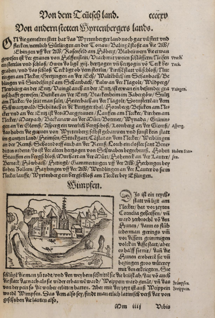 Reichstatt Wimpfen  (Ausgabe 1544)

UB Basel, EU I 55
 | Foto: Universitätsbibliothek Basel