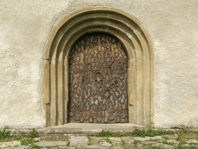 Die Seitentüre der St. Gangolfskapelle in Neudenau ist über und über beschlagen mit Hufeisen von Perden und Kühen. | Foto: Hans Peter Schmitt