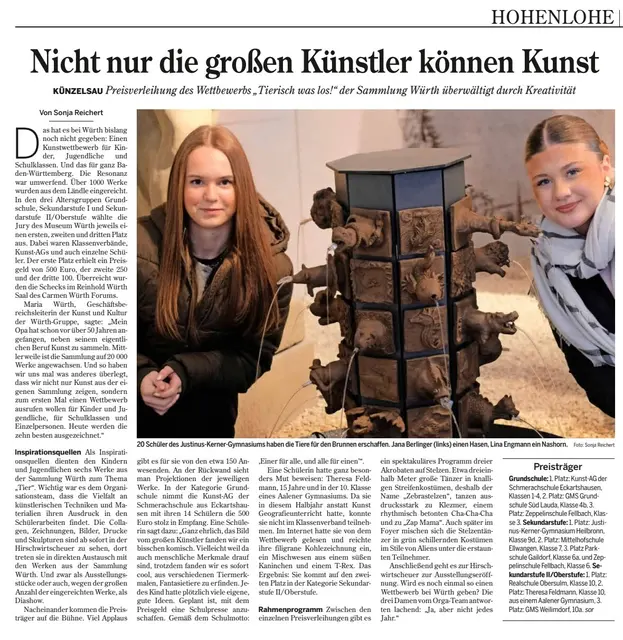 12 _ Artikel von Redakteurin Sonja Reichert in der Hohenloher Zeitung vom 03.02.2026, S.23
Quelle: 
Heilbronner Stimme - Mediengruppe 
Objekt: TZG, Ausgabe: HZK, Ressort: LOKA-HOK, Erscheinungstag: 03.02.2026 | Foto: Dagmar Weigel, Heilbronner Stimme, Leitung Archiv und Dokumentation, Heilbronner Stimme