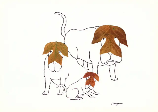 03 _ Tomi Ungerer, Ohne Titel (Hundefamilie), 2005
Tusche auf Papier und Collage, Sammlung Würth
Inv. 14281 © The Tomi Ungerer Estate
 | Foto: Philipp Schönborn, München 