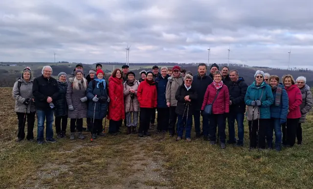 Auf dem Pilgerweg "Weißbach-Halberg-Crispemhofen" waren 32 Wanderinnen und Wanderer bei der Februar-Wanderung des Schwäbischen Albvereins, Ortsgruppe Untersteinbach unterwegs. | Foto: Schwäbischer Albverein, Ortsgruppe Untersteinbach / Dietmar Binder