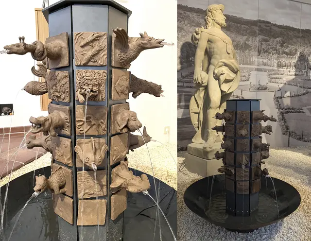 11 _ 1. Preis beim Kunstwettbewerb „Tierisch was los!“ für die Klasse 9d - Justinus-Kerner-Gymnasium Heilbronn, Gymnasium mit Kunstprofil

Der Brunnen hat in der Ausstellung einen idealen  Platz gefunden,  vor der Fotokulisse des Weikersheimer Schlossgartens. Seitlich eine Statue aus der Werkstatt der Künzelsauer Künstlerfamilie Sommer

Link zur Schulwebsite mit Video und Bericht
https://share.google/orRpR476kPFHzeRSq | Foto: B. Beni, A. Di Girolamo 