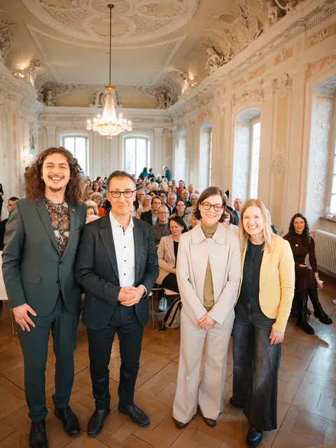 Cem Özdemir zu Gast beim Ehrenamtsempfang in Heilbronn: Eingeladen hatten die Landtagskandidat*innen (v.r.) Gudula Achterberg MdL, Sibylle Riegger-Gnamm und Erwin Köhler MdL. | Foto: Patrick Vexler