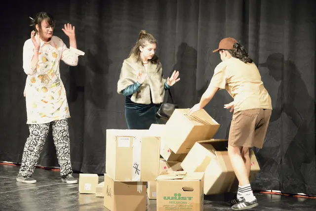 Wer hat die Skulptur "Cardboard Boxes" (nicht) zerstört? Diese Frage stand im Mittelpunkt des Theaterstücks. | Foto: Robinson Carvajal