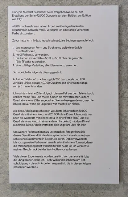 Francois Morellet zur Vorgehenweise bei der Erstellung der Serie 40 000 Quadrate | Foto: DiGi / Sammlung Würth 