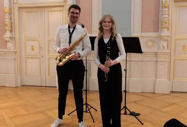 Ensemble Hanni und Nanni (Hannes Jaeschke und Julia Giebler) beim Kammerkonzert im Jahr 2025. | Foto: Julia Gauger