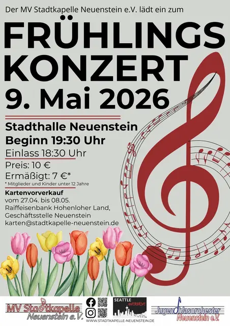 Flyer Frühlingskonzert 2026 | Foto: MV Stadtkapelle Neuenstein e.V.