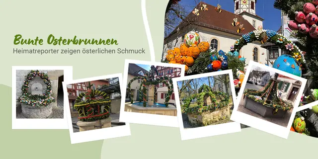 Die Region im Osterbrunnen-Look: Eine Sonderseite in der Zeitung zeigen einige Beispiel der Heimatreporter-Aktion. | Foto: HSt-Grafik Ute Csapo, Andrea Schlimm, Vanessa Lenz, Sybille Ziegler, Landfrauen Beilstein 
