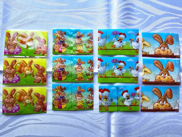 In einer Packung befinden sich 12 Etiketten, zwischen den Bildern befindet sich eine perforierte Linie (Abtrennhilfe).     | Foto: Heidrun Rosenberger