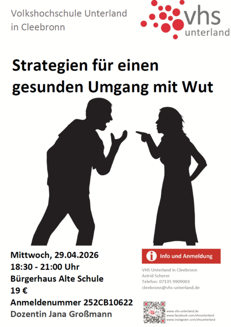 Plakat für den Workshop Wut | Foto: vhs unterland in Cleebronn