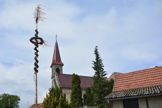 Der Schwäbische Albverein Weinsberg hat den Maibaum in Oberstenfeld-Prevorst bei einer seiner Wanderungen entdeckt.  | Foto: Schwäbischer Albverein Weinsberg