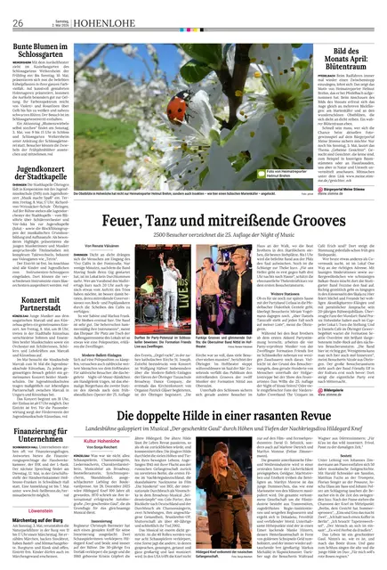 Die Zeitungsseite zeigt das Bild des Monats für Hohenlohe