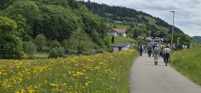 An blumiger Wiese vorbei ging es ein Stück auf dem Radweg entlang. | Foto: privat Sibylle Tröber