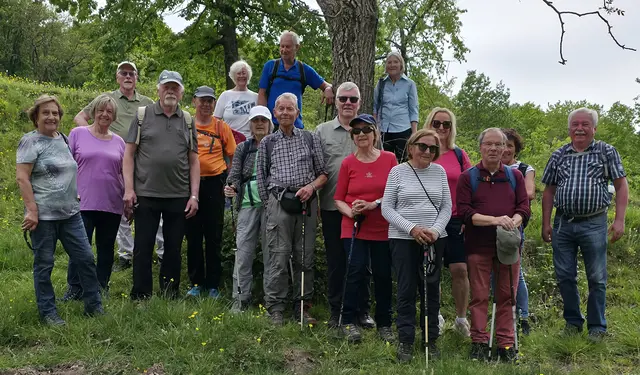Die Niedernhaller Wandergruppe in den Waldenburger Bergen. | Foto: Bild von Roland Kühnle.